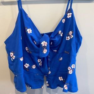 Front Button & Tie Ruffled Tank